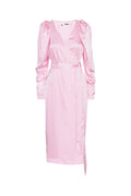 Satin Midi Wrap Dress - Blushing Bride