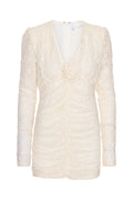 Lace Mini Dress V-Neck - Egret