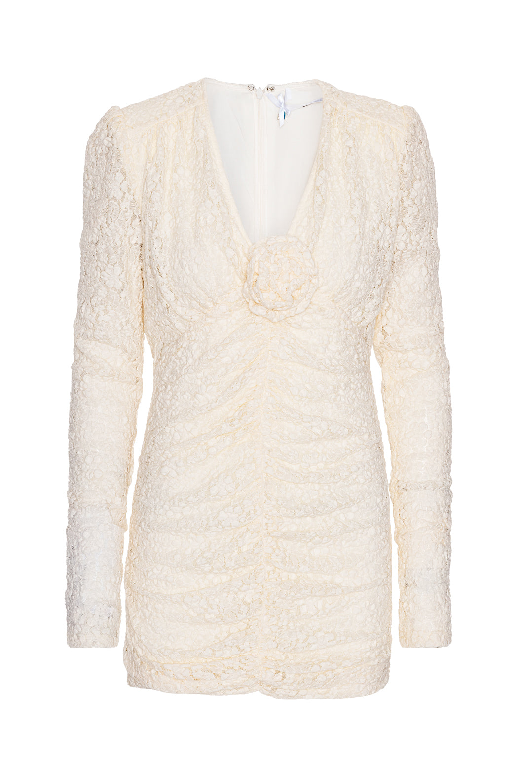 Lace Mini Dress V-Neck - Egret