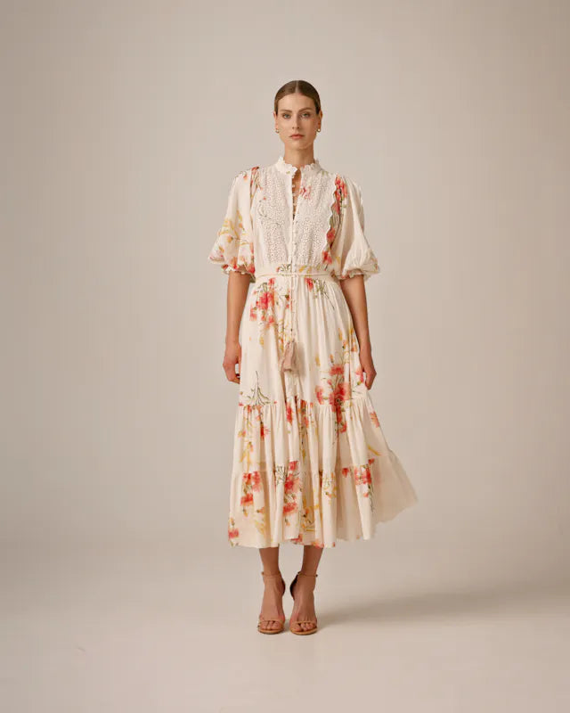 Cotton Slub Midi Dress - Straw