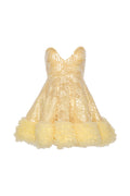 Sequins Mini Ruffle Dress - Italian Straw