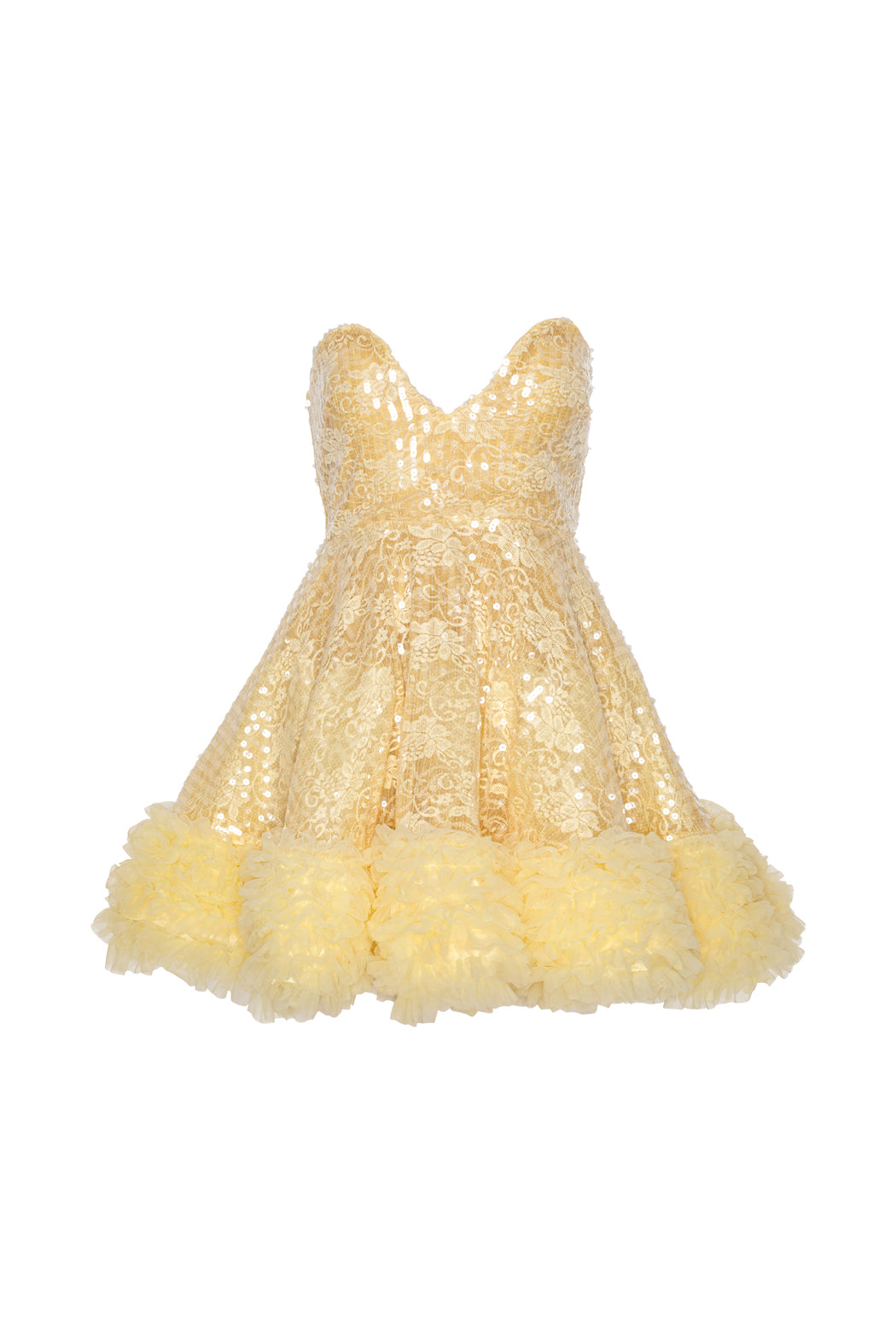 Sequins Mini Ruffle Dress - Italian Straw