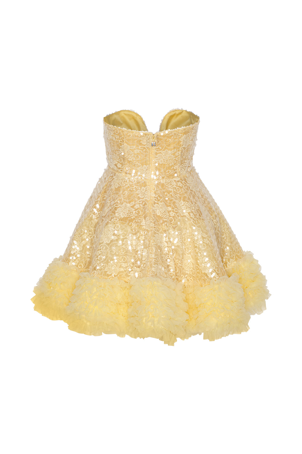 Sequins Mini Ruffle Dress - Italian Straw
