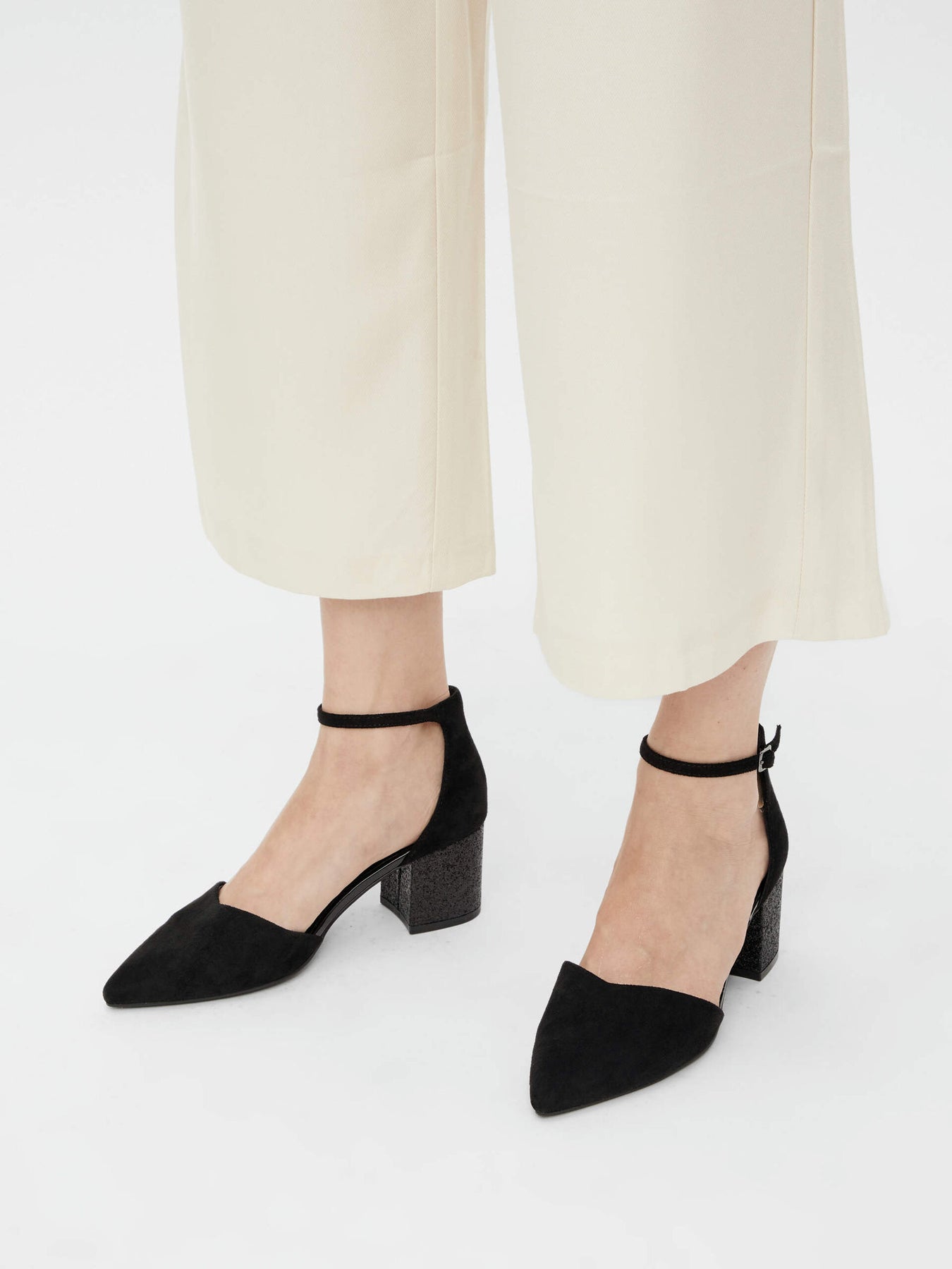 Biadevived Pump Micro Suede Glitter Heel - Black