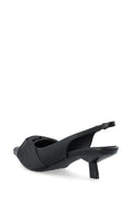 Biakristin Kitten Heel Bow Slingback Faux Leather - Black