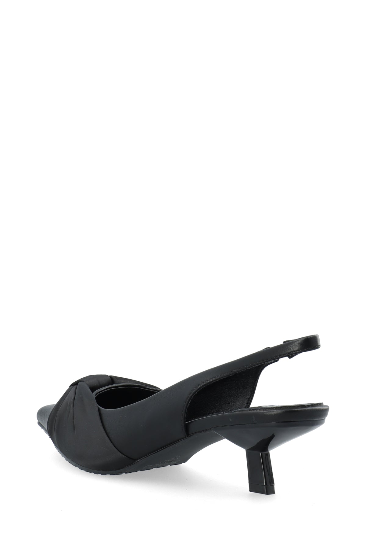 Biakristin Kitten Heel Bow Slingback Faux Leather - Black