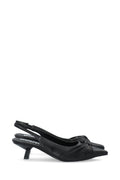 Biakristin Kitten Heel Bow Slingback Faux Leather - Black