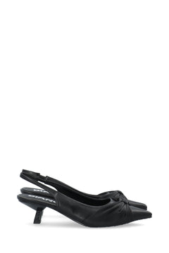 Biakristin Kitten Heel Bow Slingback Faux Leather - Black