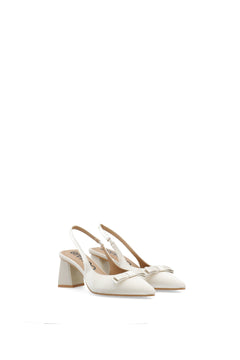 Biamaralyn Bow Slingback Satin - Off White