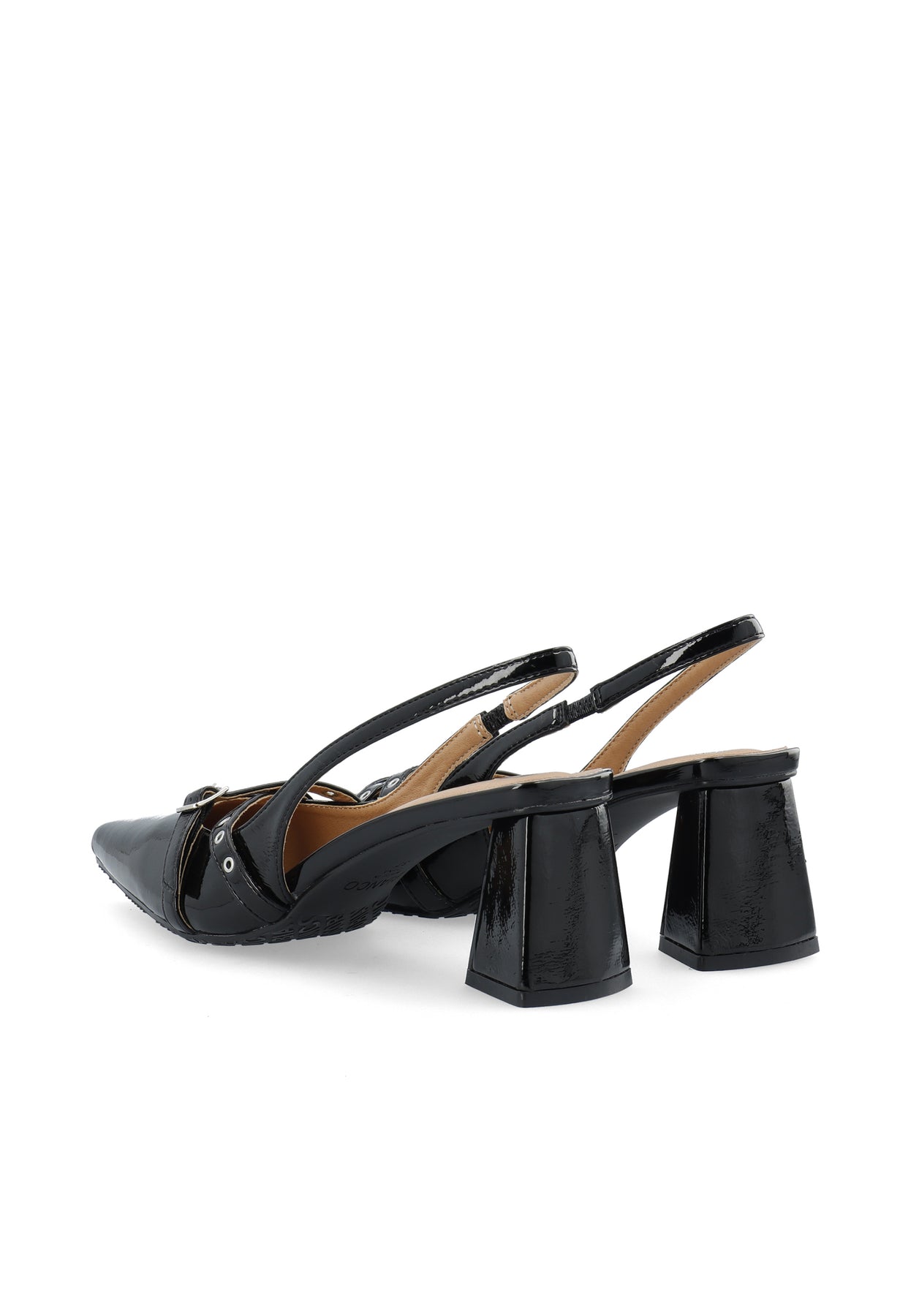 Biamaralyn Buckle Slingback Faux Leather - Svart Lack
