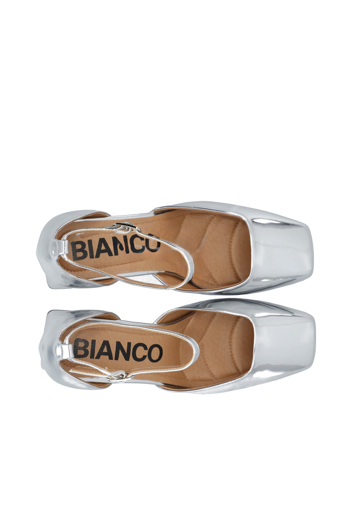 Biajoyce D'Orsay Pumps Faux Leather - Silver Mirror