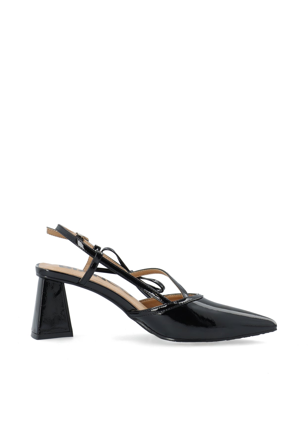 Biamaralyn Strappy Bow Slingback Faux Leather - Black