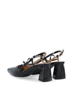 Biamaralyn Strappy Bow Slingback Faux Leather - Black