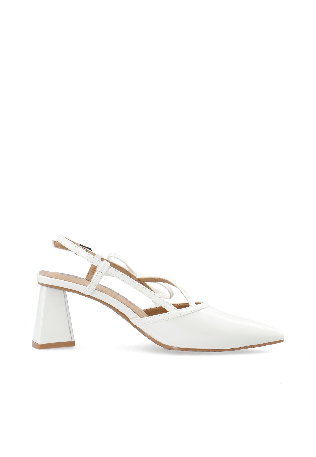 Biamaralyn Strappy Bow Slingback Faux Leather - Off White Patent