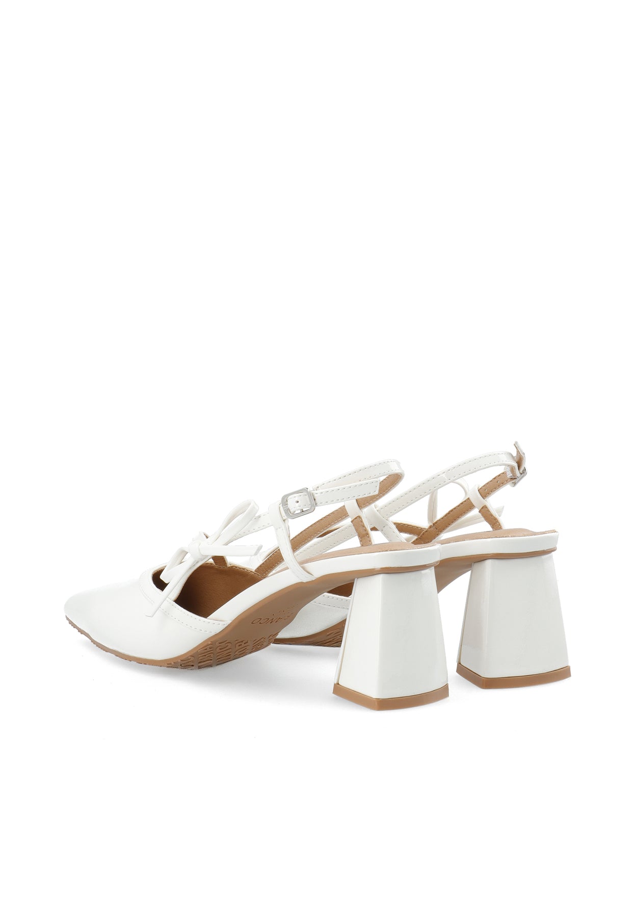 Biamaralyn Strappy Bow Slingback Faux Leather - Off White Patent