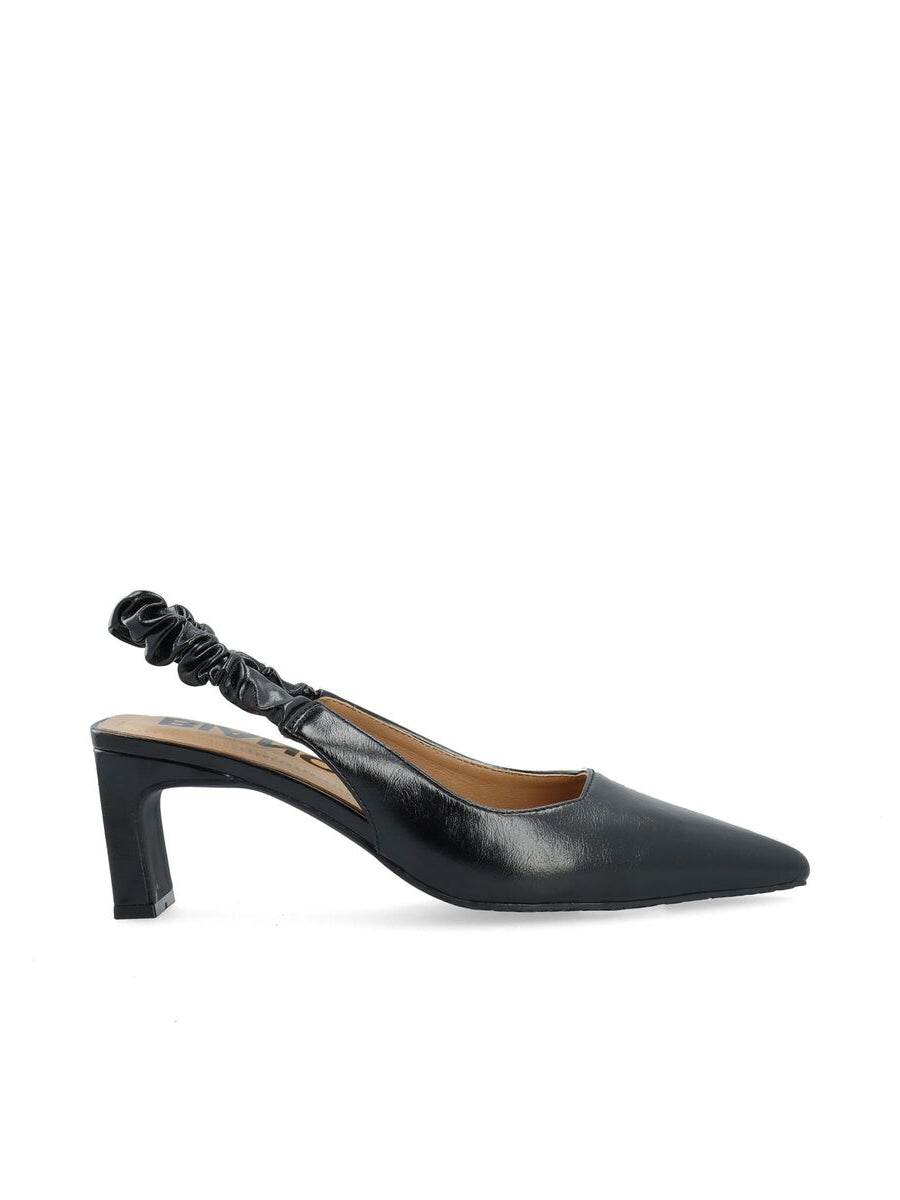 Biamonroe Scrunchie Slingback Faux Leather - Shiny Black