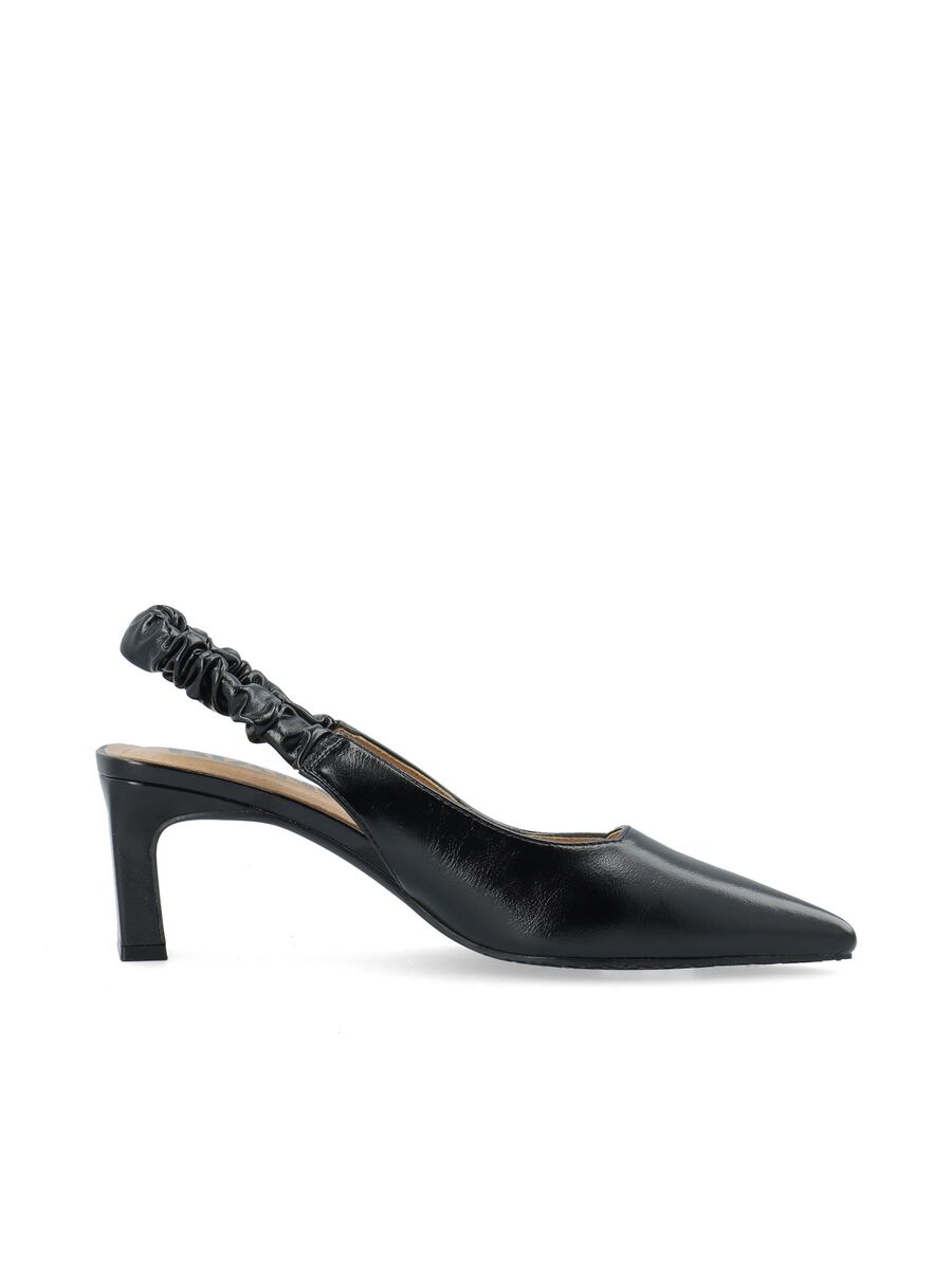 Biamonroe Scrunchie Slingback Faux Leather - Shiny Black