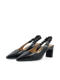 Biamonroe Scrunchie Slingback Faux Leather - Shiny Black