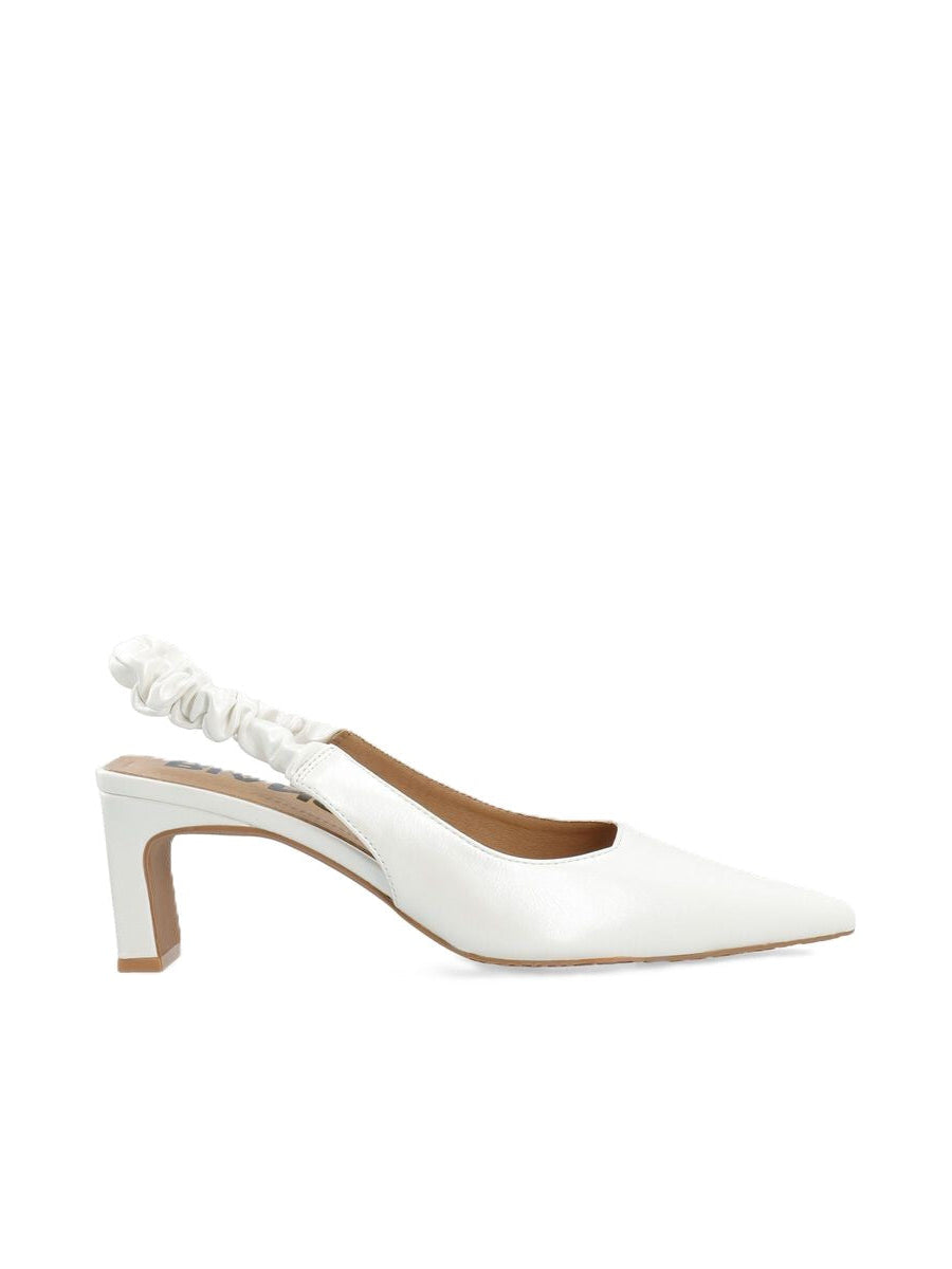 Biamonroe Scrunchie Slingback Konstskinn - Shiny Off White