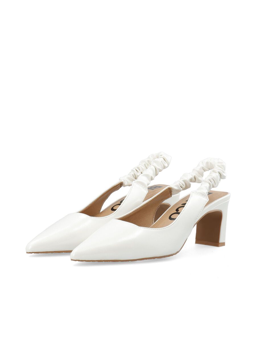 Biamonroe Scrunchie Slingback Konstskinn - Shiny Off White