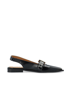 Biavictoria Single Buckle Slingback Leather - Black Nappalak