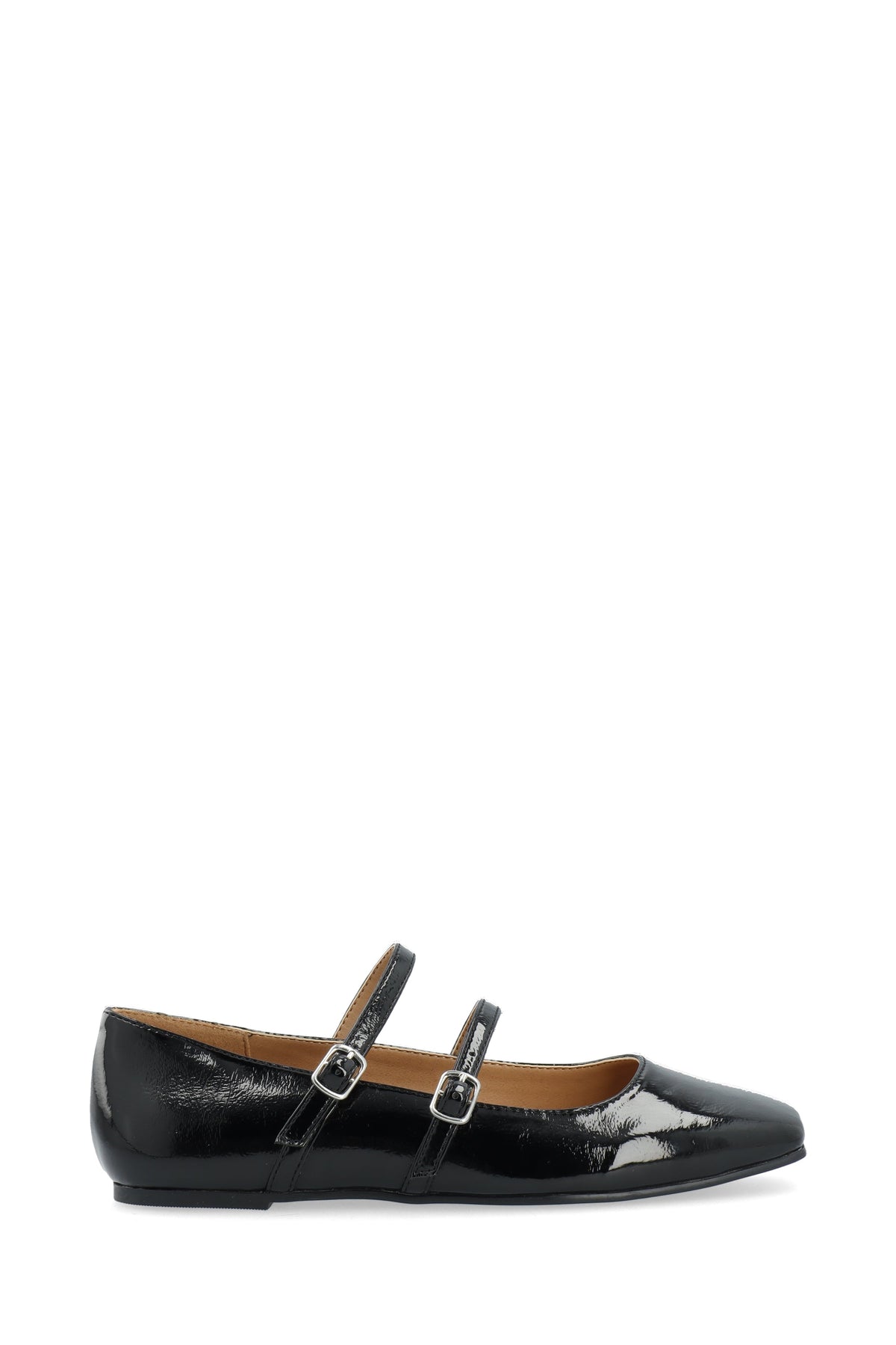 Biarose Karré Double Mary Jane Flat Faux Leather - Svart Lack