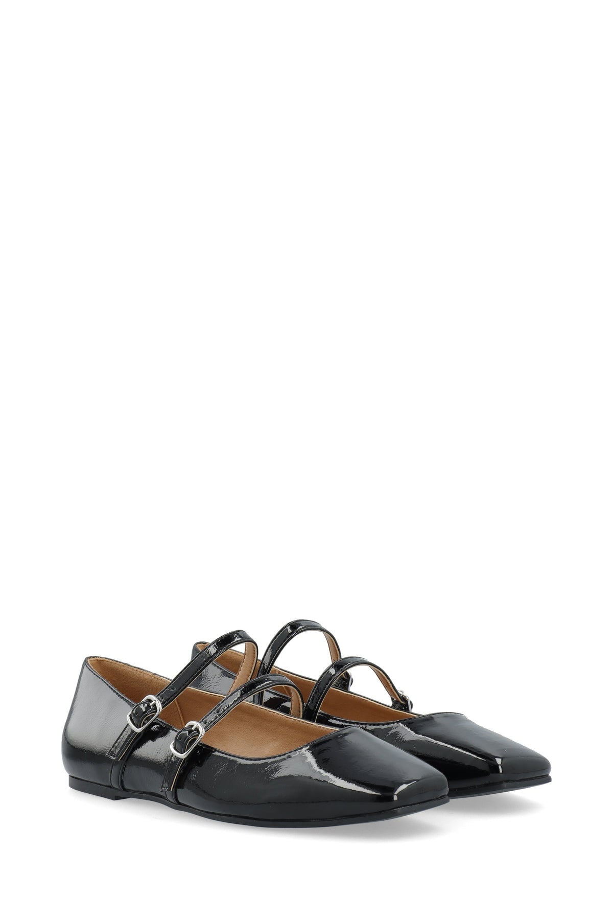 Biarose Karré Double Mary Jane Flat Faux Leather - Svart Lack
