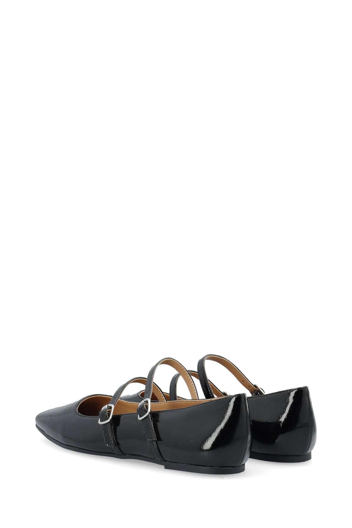 Biarose Karré Double Mary Jane Flat Faux Leather - Svart Lack