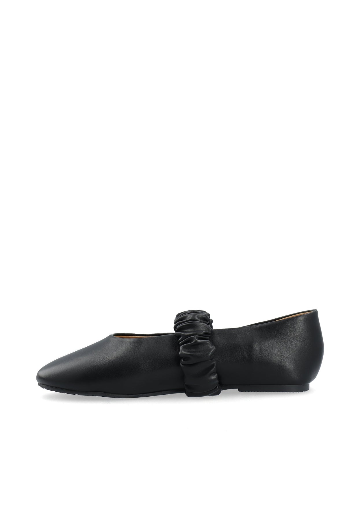 Bialuna Scrunchie Ballet Flat Faux Leather - Black
