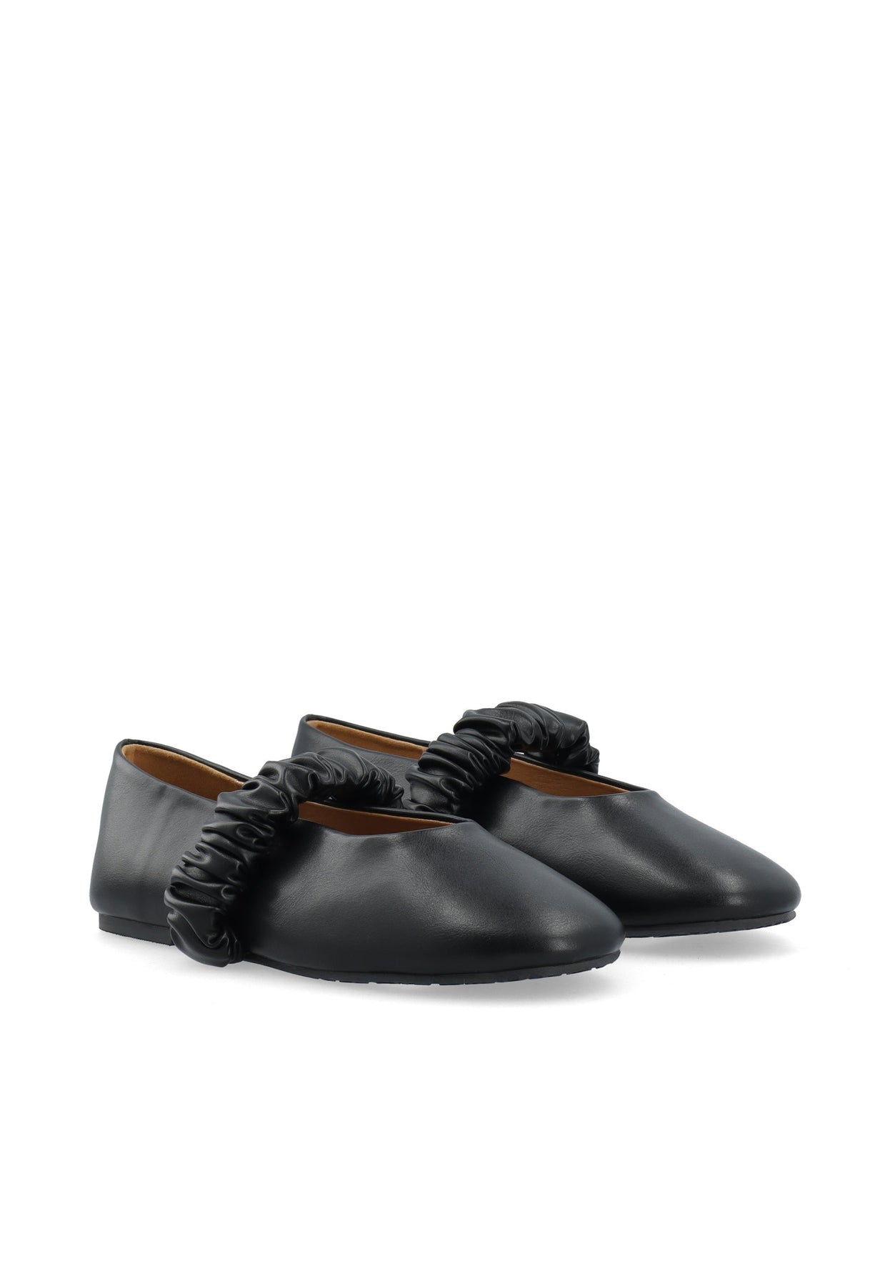 Bialuna Scrunchie Ballet Flat Faux Leather - Black