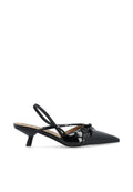 Biakristin Kitten Heel Bow Slingback Faux Leather - Svart lack
