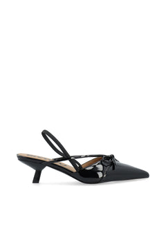 Biakristin Kitten Heel Bow Slingback Faux Leather - Black Patent