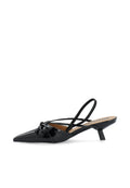 Biakristin Kitten Heel Bow Slingback Faux Leather - Svart lack