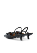 Biakristin Kitten Heel Bow Slingback Faux Leather - Svart lack