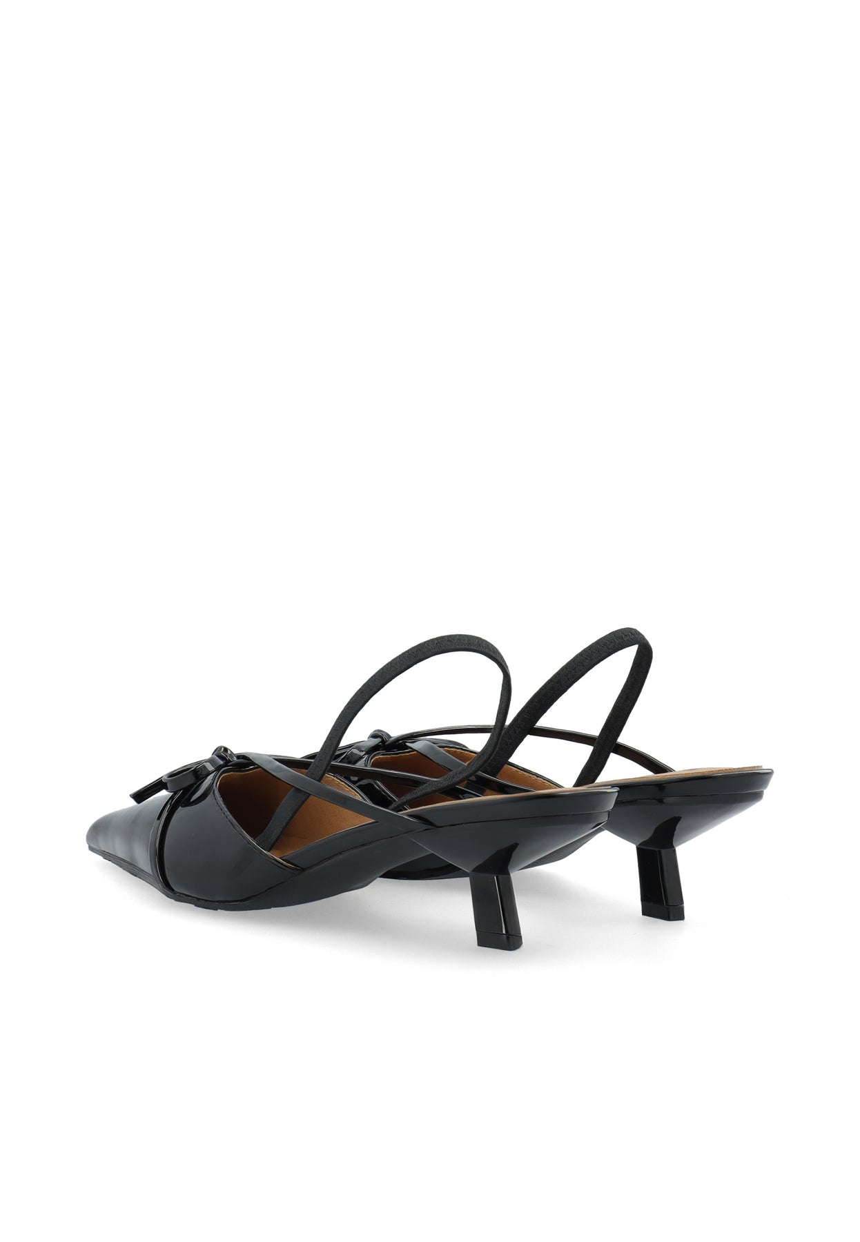 Biakristin Kitten Heel Bow Slingback Faux Leather - Svart lack