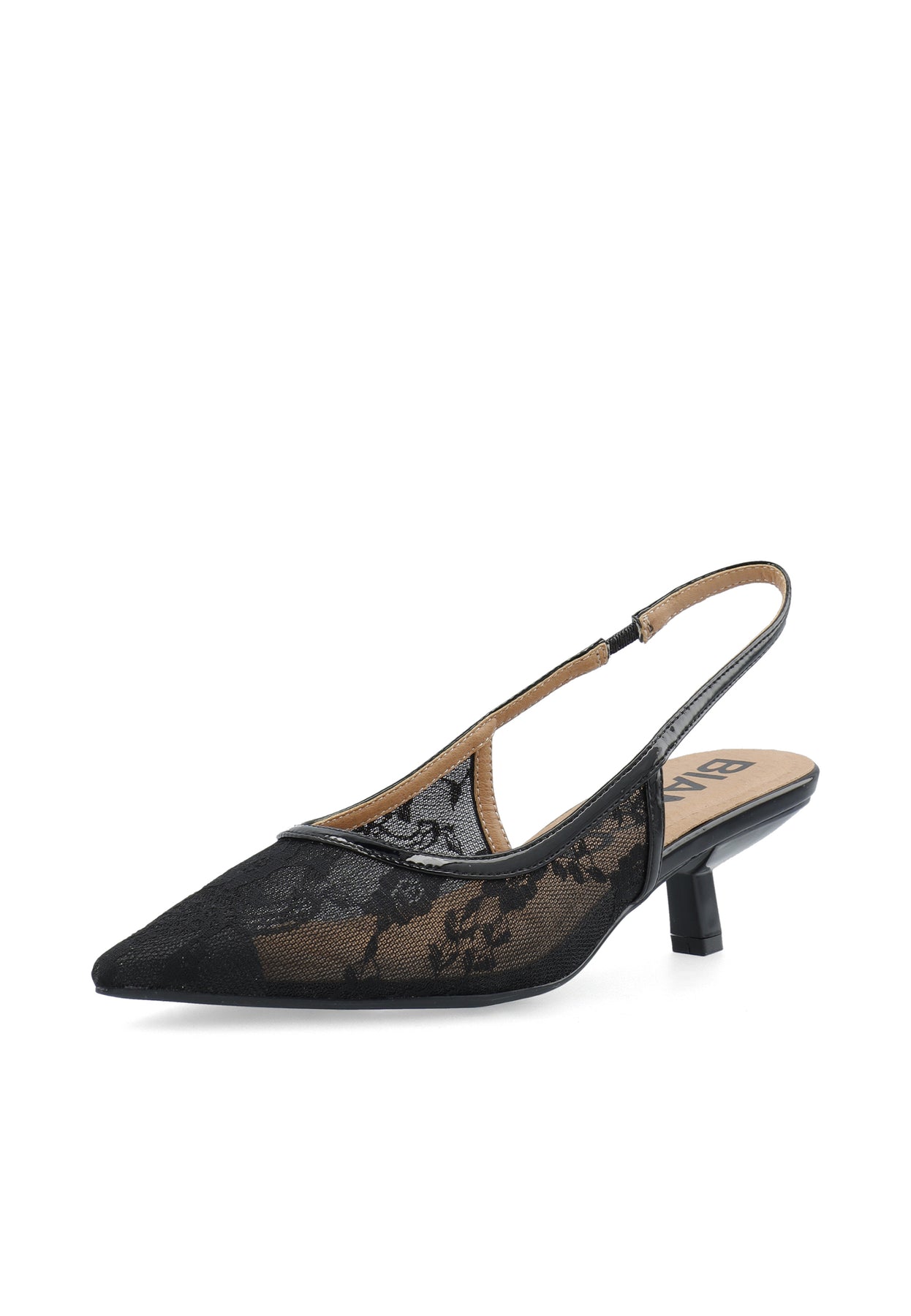 Biakristin Kitten Heel Slingback Mesh - Svart Spets