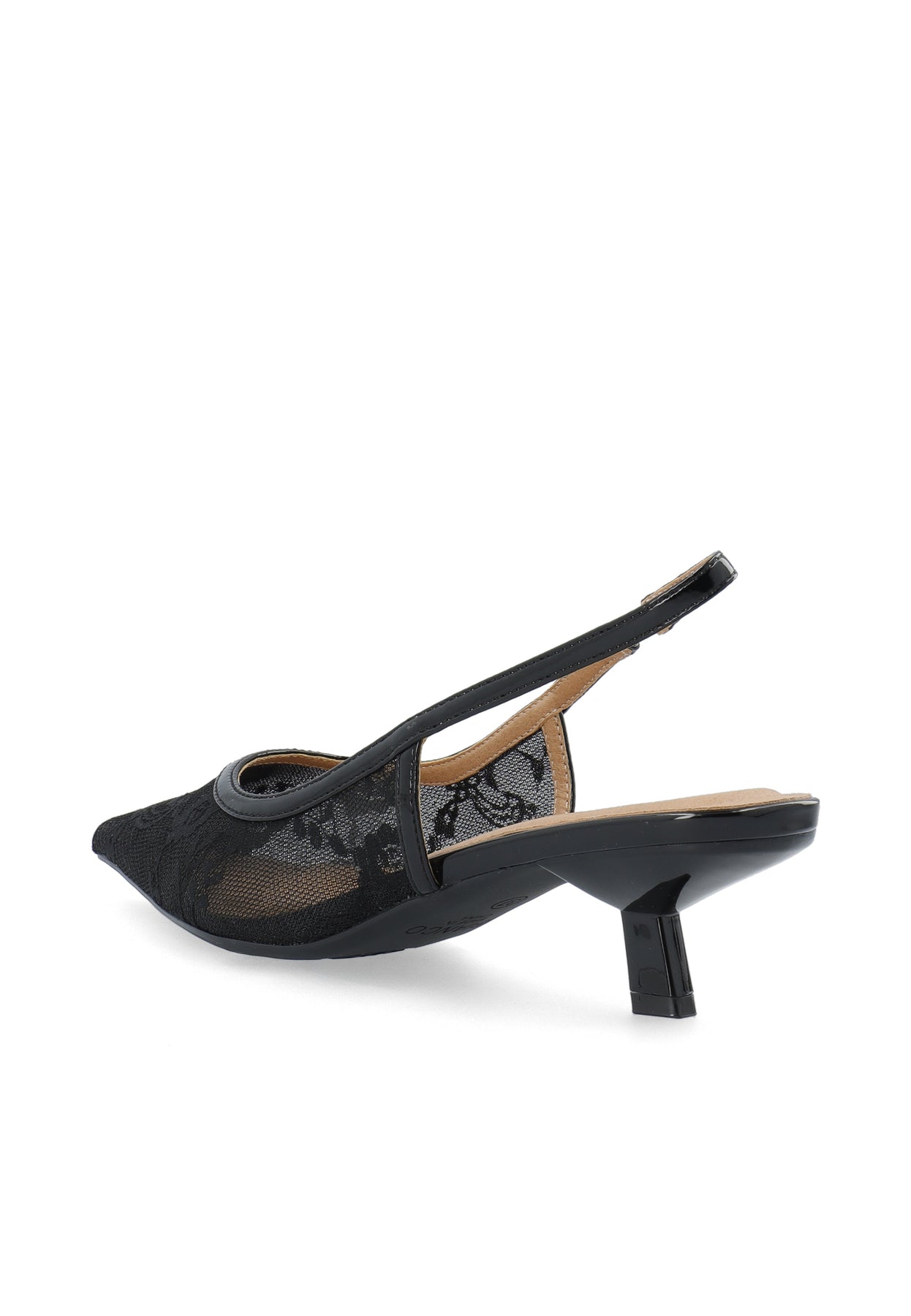Biakristin Kitten Heel Slingback Mesh - Svart Spets