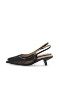 Biakristin Kitten Heel Slingback Mesh - Svart Spets