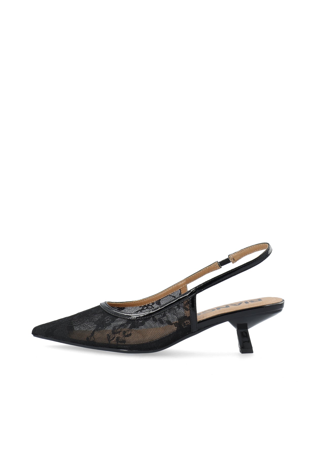Biakristin Kitten Heel Slingback Mesh - Svart Spets