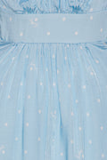Textured Midi Puffy Dress - Oval Polka Dot / Cool Blue Comb