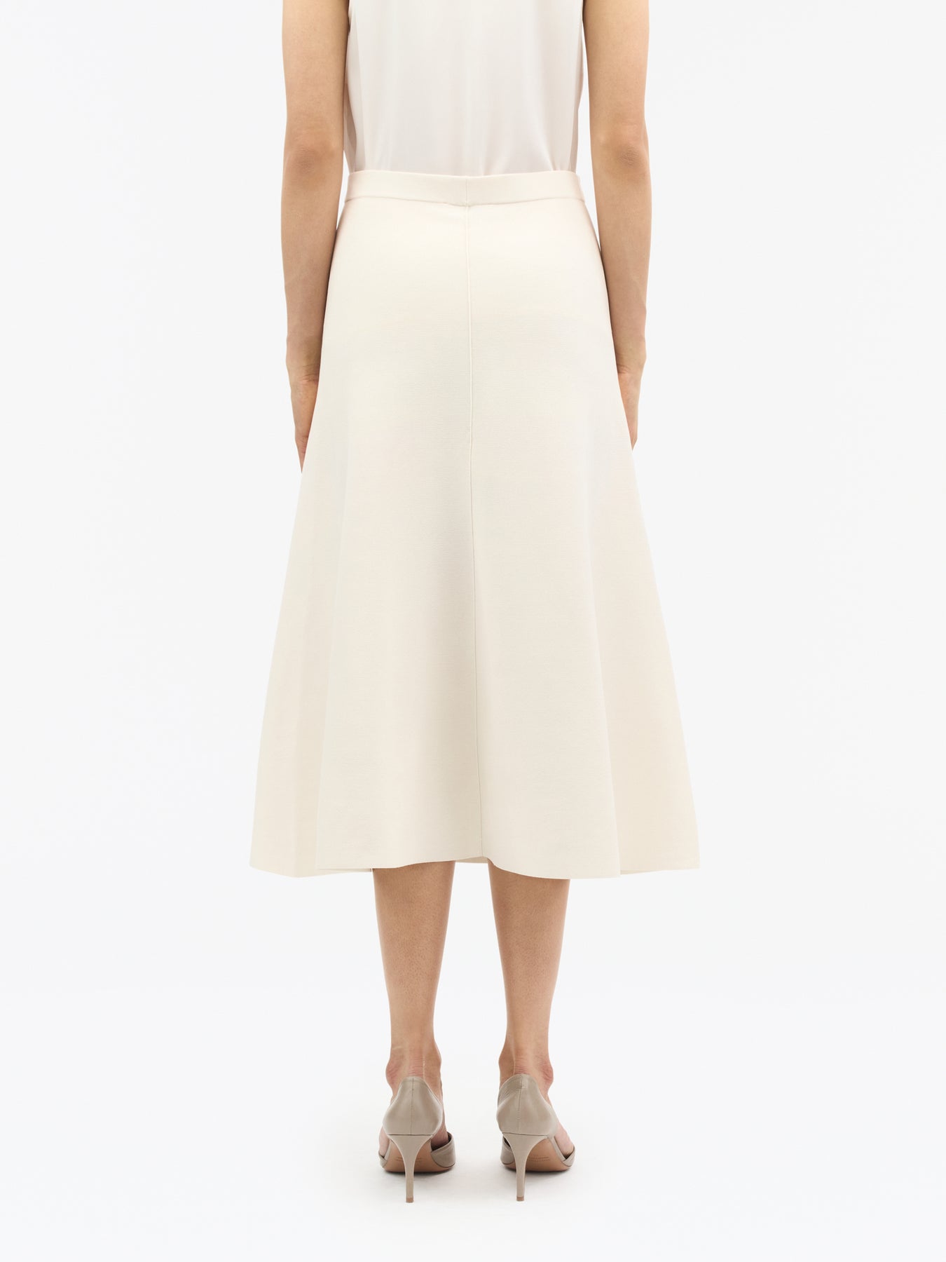 Sian Stickad Midikjol - Soft White
