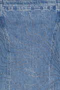 Rhinestone Denim Dress - Light Blue Denim