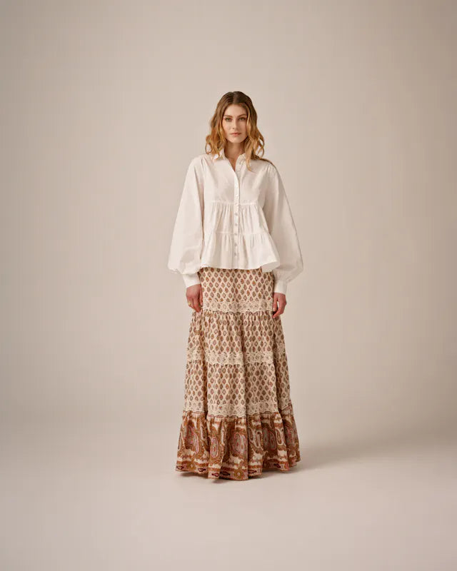 Cotton Slub Skirt - Paisley