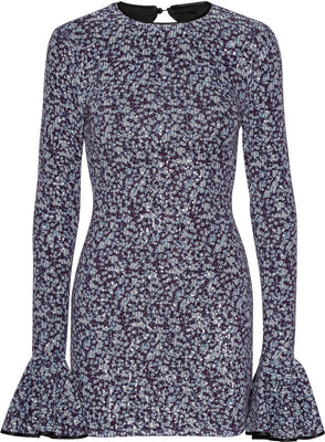 Mini Sequin Dress - Vibrant Floral Outline / Purple Pennant Comb.