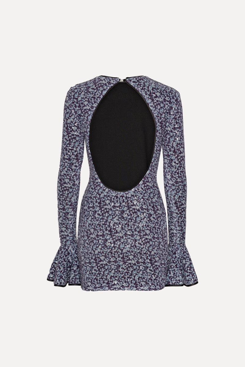 Mini Sequin Dress - Vibrant Floral Outline / Purple Pennant Comb.