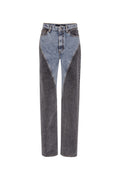 Straight Patchwork Jeans - Medium Blue