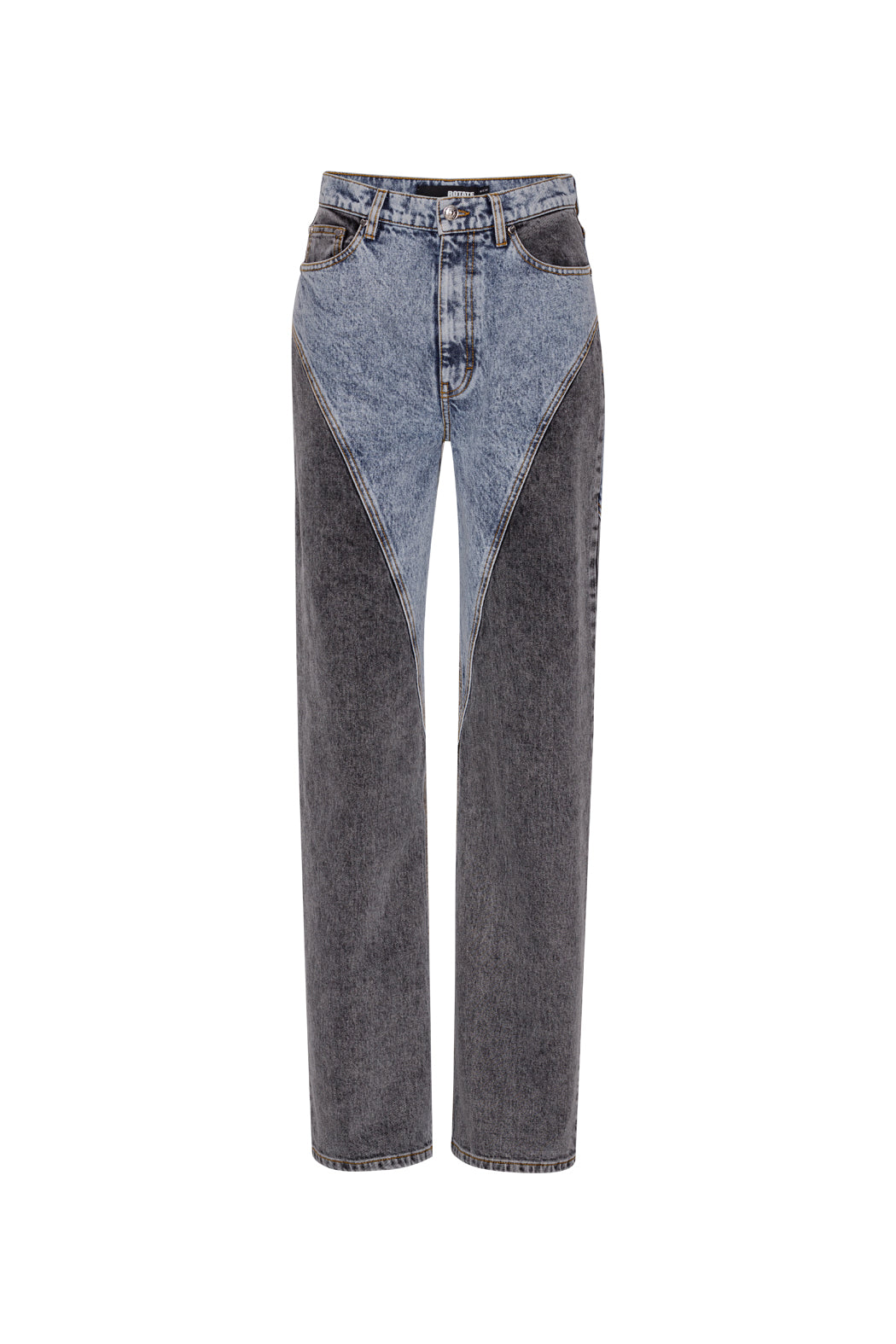 Straight Patchwork Jeans - Medium Blue
