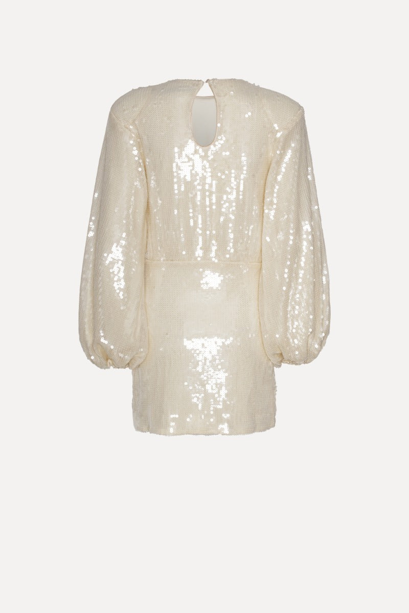 Sequins Short Dress - Egret