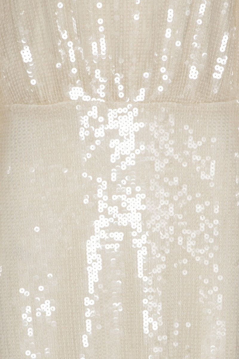 Sequins Short Dress - Egret