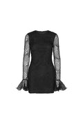 Shiny Mini Flounce Dress - Black